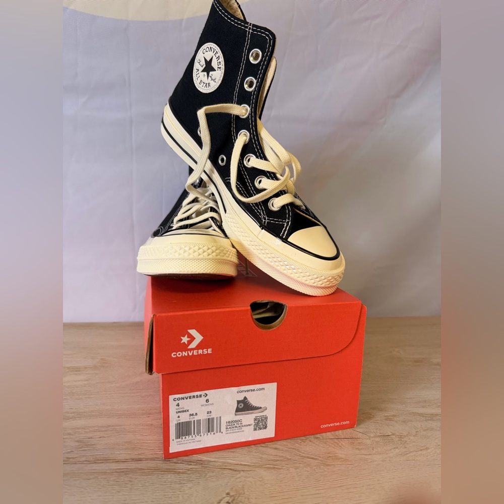 Converse Black and White High-Top Sneakers - Picture 8 of 9